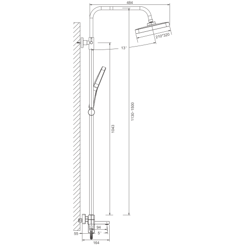 Душевая стойка BELZ B658 B24658-8 настенная цвет белый - фото 2