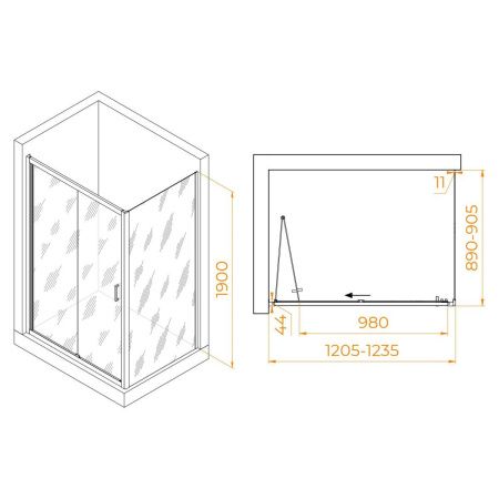 Душевой уголок RGW Passage 060814229-14 120х90 стекло прозрачное профиль хром без поддона
