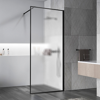 Душевая перегородка Vincea Walk in HP Art VSW-1HP100FLB 100х200 стекло рифленое профиль черный матовый