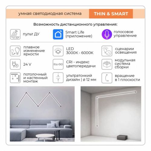 Настенно-потолочный светильник IMEX Thin and Smart (Тхин анд Смарт) IL.0060.5000-1500-BK - фото 5