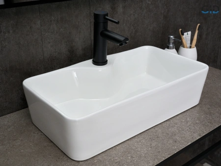 Раковина керамическая Gid Geométrico 51202 60х30 накладная цвет белый 1 отверстие под смеситель