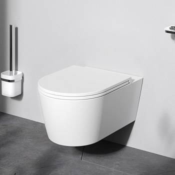 Унитаз подвесной Am.Pm Func C8F1701MWSC белый матовый с сиденьем микролифт безободковый каскадный смыв