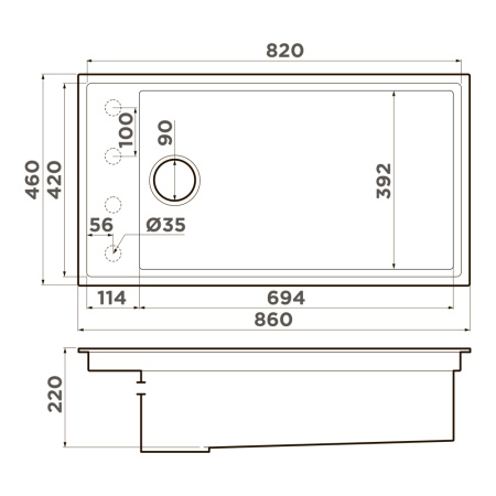 Кухонная мойка Omoikiri Kinaru Pro 86-U/I 4997454 85х20 цвет коричневый поверхность матовая