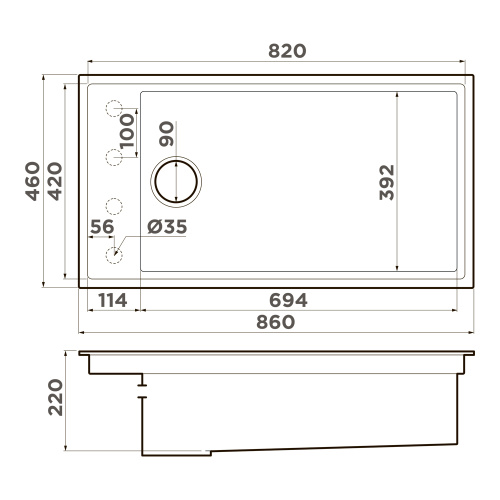 Кухонная мойка Omoikiri Kinaru Pro 86-U/I 4997454 85х20 цвет коричневый поверхность матовая - фото 4