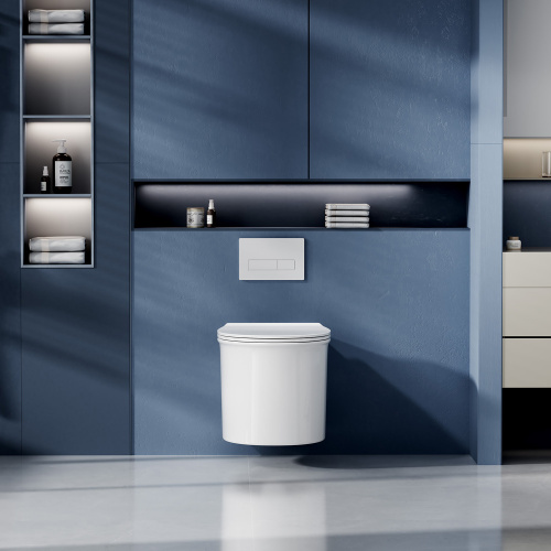 Унитаз подвесной Abber Bequem AC1127 белый с сиденьем микролифт безободковый смыв торнадо - фото 3