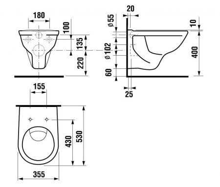 Чаша унитаза подвесная Jika Dino 8213700000003 цвет белый без сиденья душевой смыв