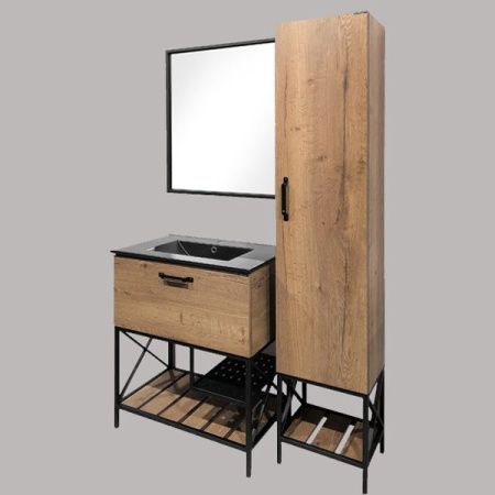 Тумба с раковиной Comforty Бредфорд 00004149064CF 80х50 напольная цвет коричневый