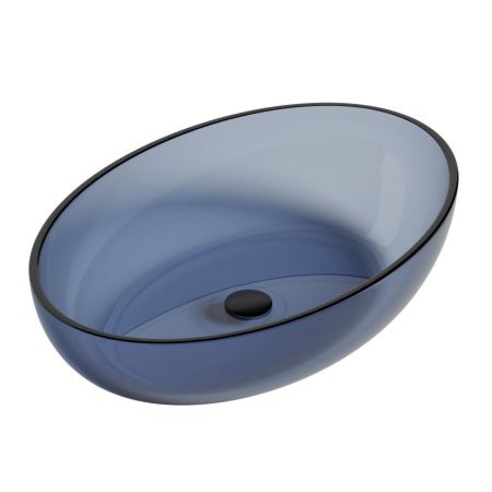 Раковина из полиэфирной смолы Abber Kristall AT2801Saphir 60х40 накладная цвет синий без отверстий под смеситель