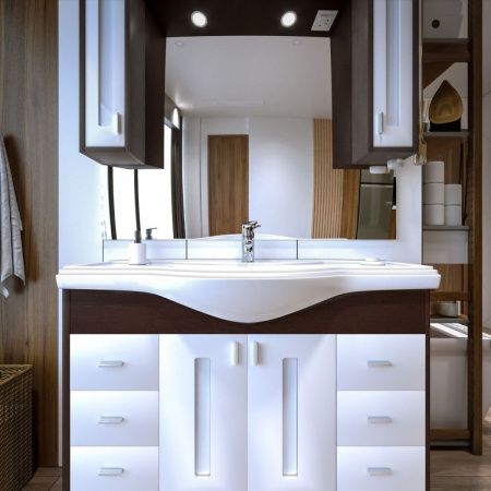 Зеркало-шкаф Бриклаер Бали 4627125411809 120х80 подвесной цвет белый/коричневый