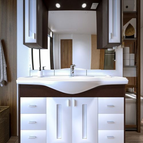 Зеркало-шкаф с подсветкой Бриклаер 4627125411809 120х20х83 подвесной цвет венге/белый - фото 5