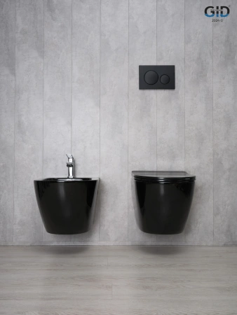 Унитаз подвесной Gid Convexo 62204Y черный глянцевый с сиденьем микролифт безободковый смыв торнадо