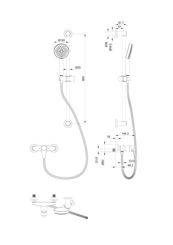 Смеситель для душа Wonzon & Woghand WW-AE3103-MW настенный белый - фото 2