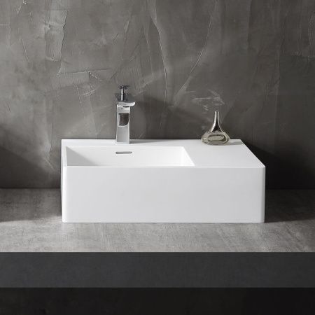 Раковина из искусственного камня Abber STEIN AS2644 L 60х40 подвесная цвет белый без отверстий под смеситель