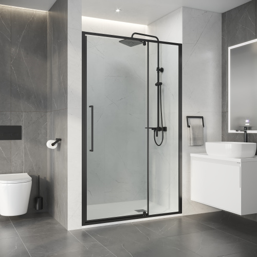 Душевая дверь Niagara Nova NG-35-11AGR 110х195 стекло прозрачное профиль графит матовый - фото 3