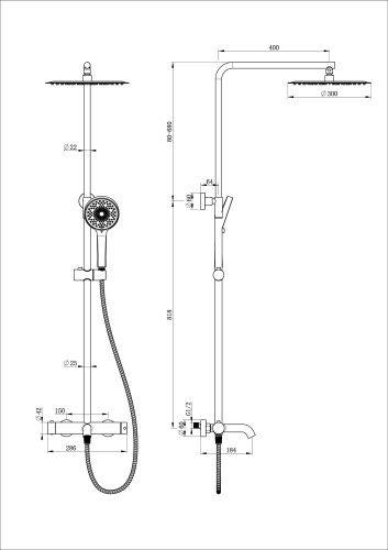 Душевая стойка Wonzon & Woghand Stick WW-88739017-MB настенная цвет черный - фото 2