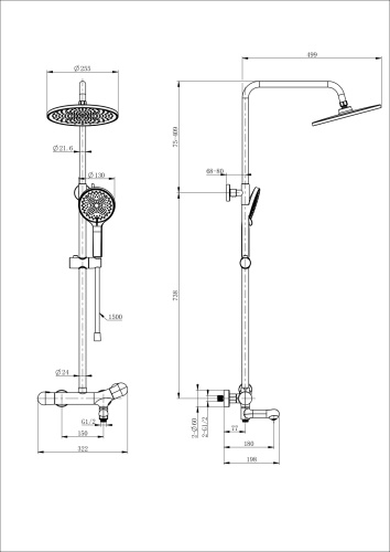 Душевая стойка Wonzon & Woghand WW-B3057-A-CR настенная цвет хром - фото 2