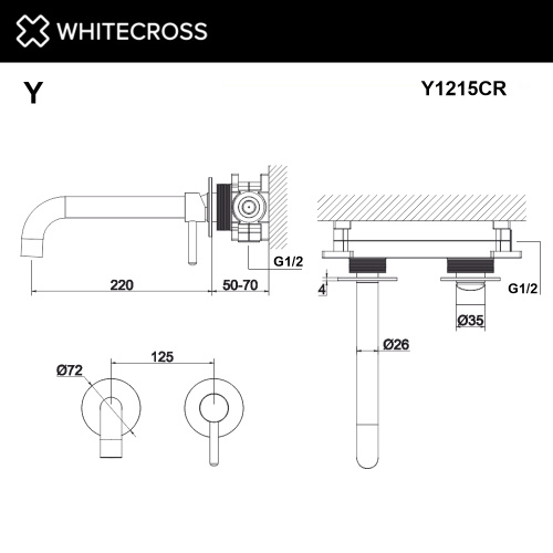 Смеситель для раковины Whitecross Y chrome Y1215CR встраиваемый хром без термостата - фото 5