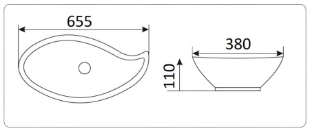 Раковина из санфаянса CeramaLux 9052 66х38 накладная цвет белый