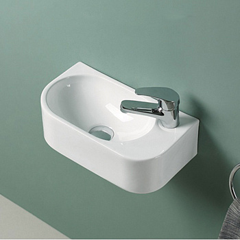 Раковина из сантехнического фарфора Vincea VBS-506R 40х22 подвесная цвет белый 1 отверстие под смеситель