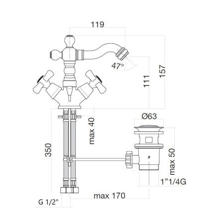 Смеситель Webert Armony AM710402060 на биде медь