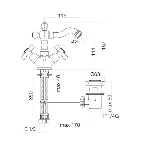 Смеситель Webert Armony AM710402060 на биде медь - фото 3