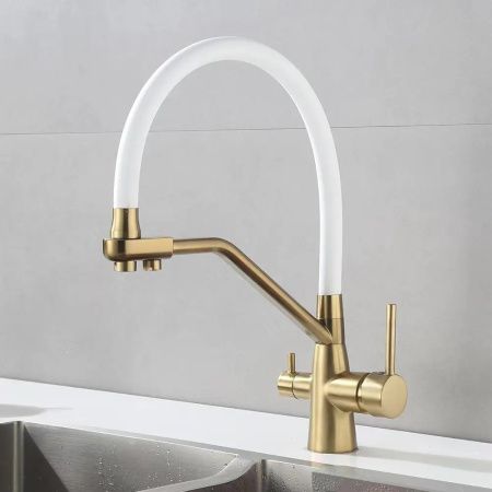 Смеситель для кухни Maretti ENG31RGF13 на мойку белый/золото