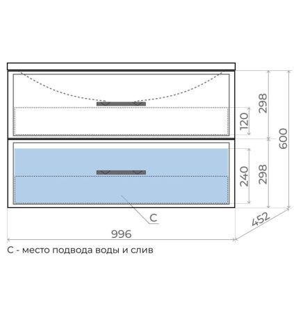 Тумба под раковину Uperwood Foster 291020519 100х50 подвесная цвет черный