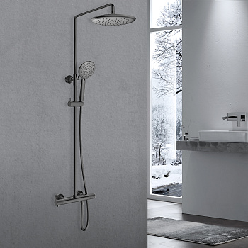 Душевая стойка Vincea Desire VSFS-1D0TGM настенная цвет вороненая сталь