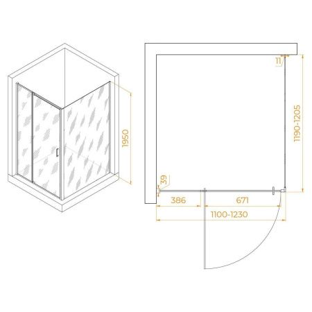 Душевой уголок RGW Passage 350807811-14 120х110 стекло прозрачное профиль черный без поддона