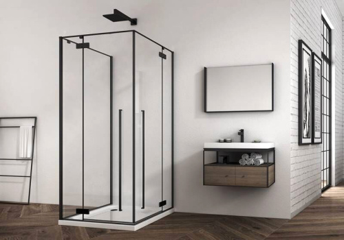 Душевой уголок Abber Eins AG06099B 90х90 стекло прозрачное профиль черный без поддона - фото 2 Душевой уголок Abber Eins AG06099B 90х90 стекло прозрачное профиль черный без поддона - фото 2