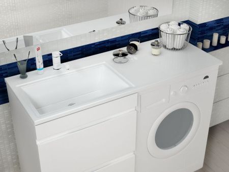 Раковина из искусственного камня Uperwood Марсал 291121410 120х50 над стиральной машиной цвет белый