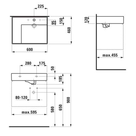 Раковина керамическая Laufen Kartell 8.1033.5.000.104.1 60 см накладная цвет белый 1 отверстие под смеситель