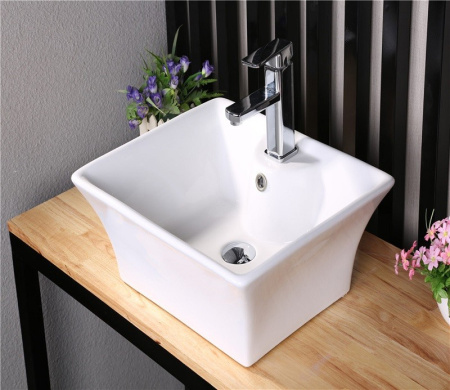 Раковина из санфаянса CeramaLux 9108 50х42 накладная цвет белый 1 отверстие под смеситель