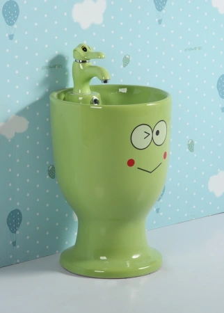 Раковина керамическая Gid Aventura 69915 37х37 напольная цвет зеленый 1 отверстие под смеситель