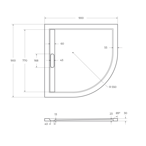 Душевой поддон Cezares TRAY-AS-R-90-30-W 90х90 искусственный мрамор белый - фото 2