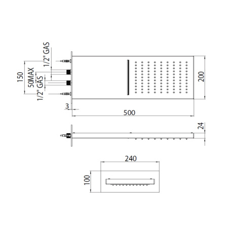 Верхний душ Bossini Manhattan I00570.073 черный матовый