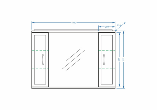 Зеркало-шкаф Stella Polar Концепт SP-00000135 100х14х70 подвесной цвет белый - фото 2