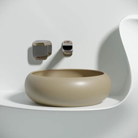 Раковина из сантехнического фарфора Ceramica Nova ELEMENT CN6050MC 40х40 накладная цвет коричневый без отверстий под смеситель