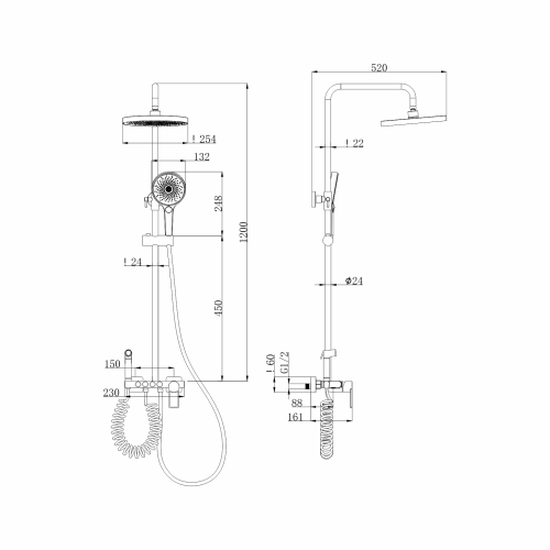 Душевая стойка Fashun A2483-17 настенная цвет графит - фото 3