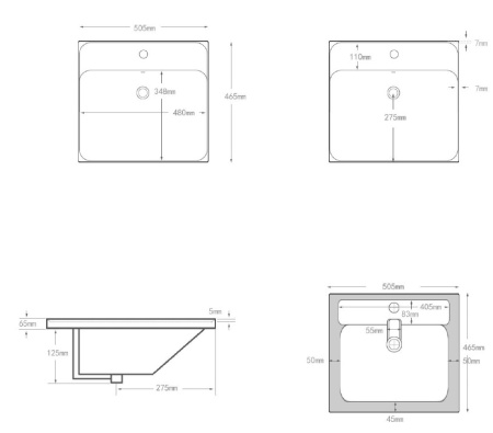 Раковина керамическая Aquanet Flash 00333265 51х47 полувстраиваемая цвет белый 1 отверстие под смеситель