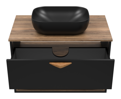 Тумба под раковину Brevita Bergen BER-07080-19-02-1Я 80х48х52 подвесная цвет черный/коричневый - фото 5