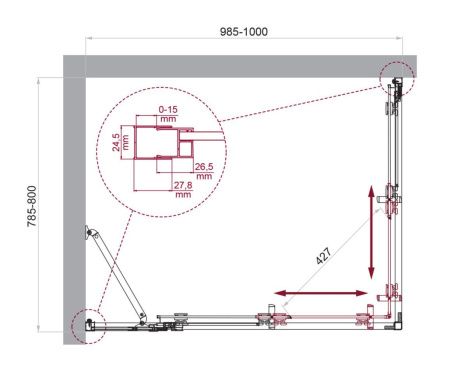 Душевой уголок BelBagno LUCE LUCE-AH-21-100/80-C-Cr 100х80 стекло прозрачное профиль хром без поддона