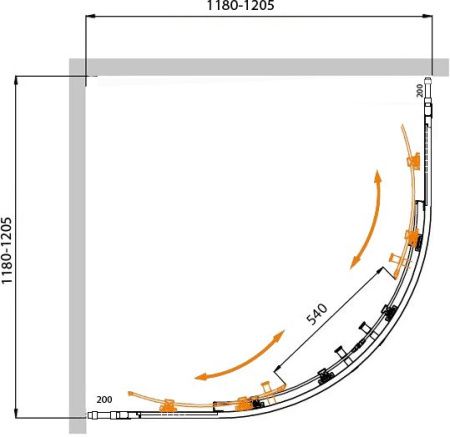 Душевой уголок Cezares MOLVENO MOLVENO-R-22-100+20-C-BORO-IV 120х120 стекло прозрачное профиль золото без поддона