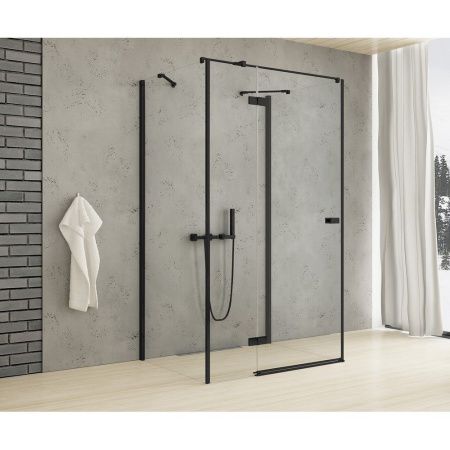 Душевой уголок New Trendy REFLEXA Black EXK-5022 100х70 стекло прозрачное профиль черный без поддона