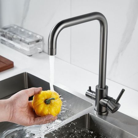 Смеситель для кухни Raffine F118T на мойку оружейная сталь