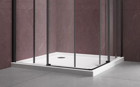 Душевой уголок Vincea Dice VSS-4D100CLB 100х100 стекло прозрачное профиль черный без поддона