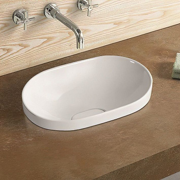 Раковина керамическая Art&Max AM-5006-B 59х39 полувстраиваемая цвет белый