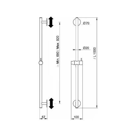 Душевая штанга Almar E087075.CR цвет хром