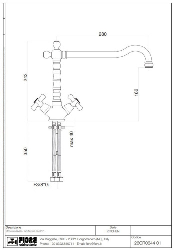 Смеситель Fiore Margot Sky 26CR0644 на мойку хром - фото 2