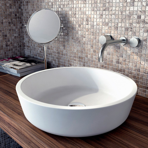 Раковина из искусственного камня MonteBianco Isola Bella 11092 41х41 встраиваемая цвет белый матовый без отверстий под смеситель - фото 3